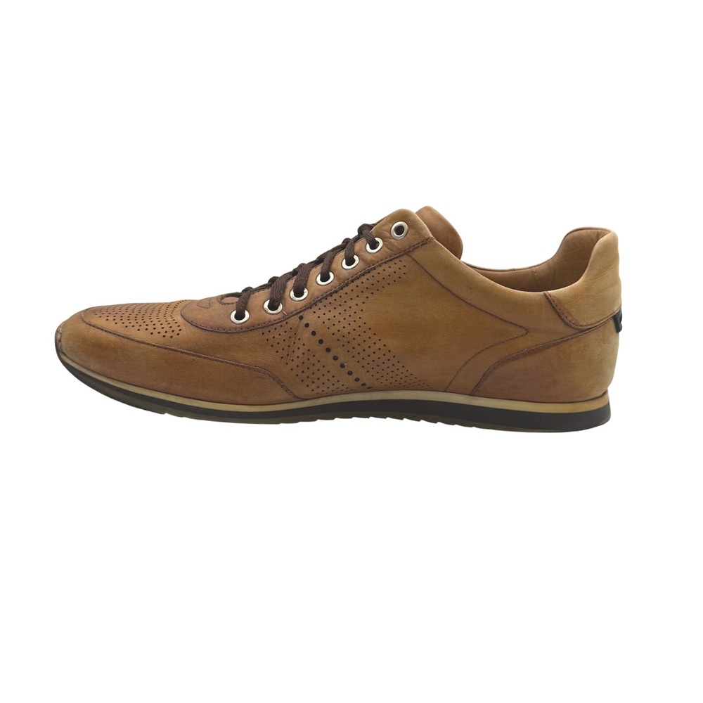 Magnanni Mens Brown Leather Perforated Sneakers Size 12 Made in Spain 14804